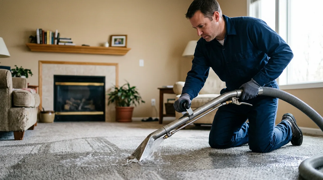 Water damage restoration technician working near Alloy, WV